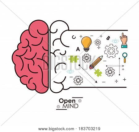 open mind brain intelligence genius idea innovation vector illustration