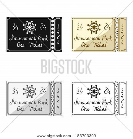 Ticket for passage to the territory of the amusement park.Amusement park single icon in cartoon style vector symbol stock web illustration.