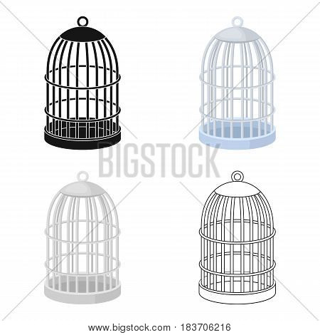 Metal cage for birds.Pet shop single icon in cartoon style vector symbol stock illustration .
