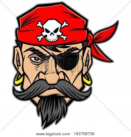 A vector illustration of a scalawag Pirate mascot.