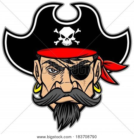 A vector illustration of a scalawag Pirate mascot.