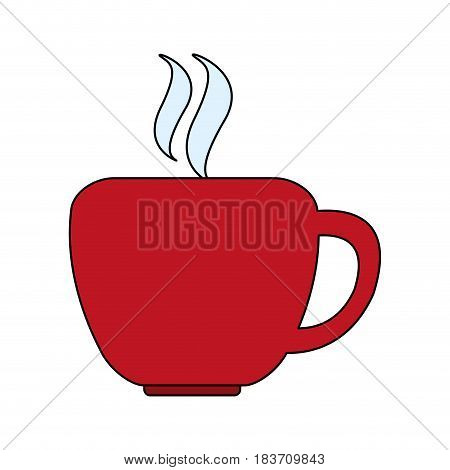 color graphic silhouette cup of coffee with steam vector illustration