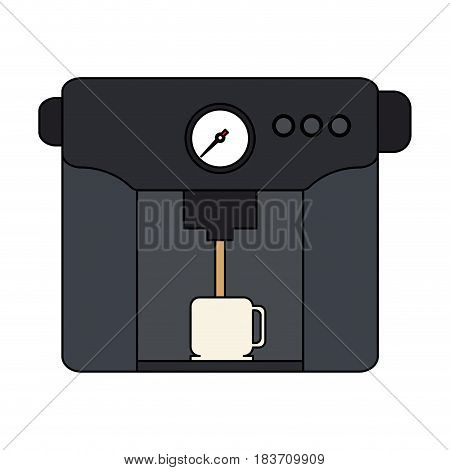 color graphic coffee espresso machine with mug vector illustration