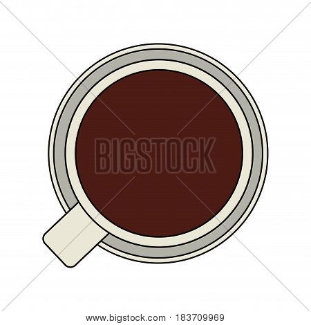 color graphic top view cup of coffee vector illustration