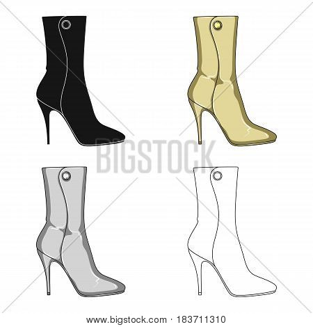 Demi tall womens boots high heel.Different shoes single icon in cartoon style vector symbol stock web illustration.