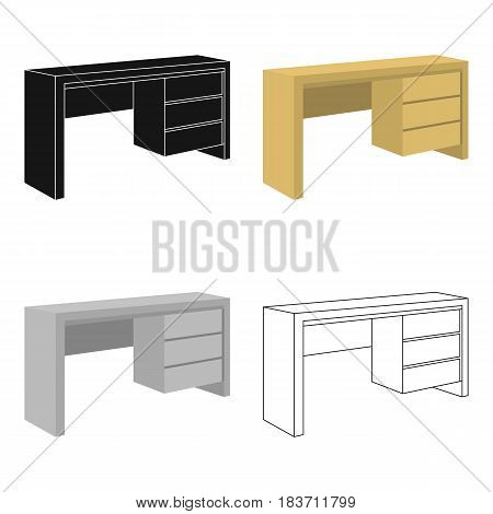 A small table for writing.Wooden table on legs with drawers.Bedroom furniture single icon in cartoon style vector symbol stock web illustration.
