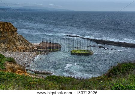 Ericeira Portugal. 13 April 2017.Cave Surf Spot in Ericeira.Ribeira de Ilhas beach is Part of the World Surfing Reserve and its right outside Ericeira Village. Ericeira Portugal. photography by Ricardo Rocha.
