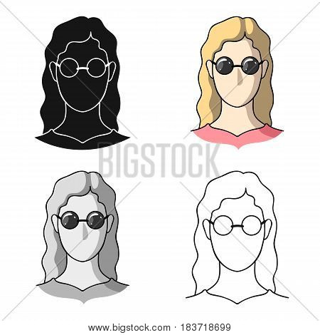 A woman with blond hair with glasses.A blind woman because of diabetes.Diabetes single icon in cartoon style vector symbol stock web illustration.