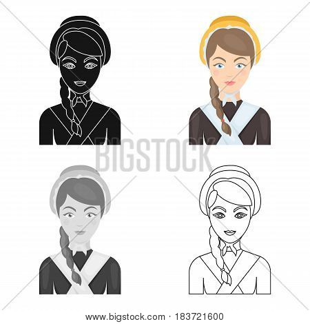 Girl with a braid and in a headdress.The dark Belgian wolf. Belgium single icon in cartoon style vector symbol stock web illustration.