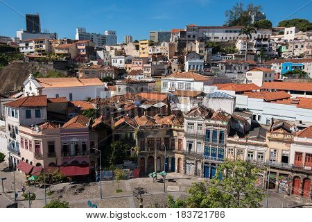 View of Old Portguese Style Buildings in Rio de Janeiro City