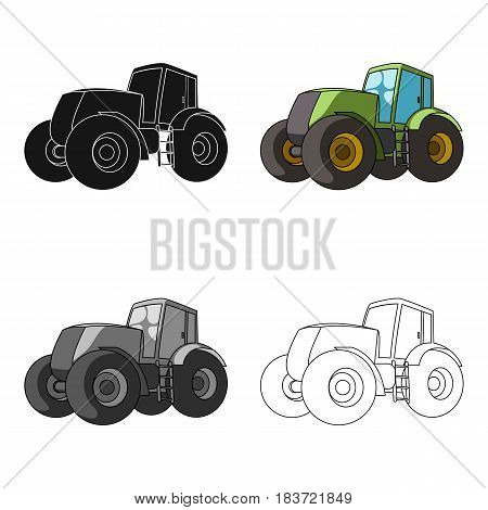 Combine harvesting .Green tractor with large wheels. Agricultural equipment for farmers.Agricultural Machinery single icon in cartoon style vector symbol stock web illustration.