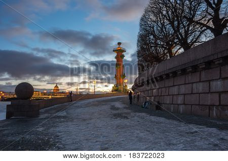 View on Vasilyevsky island in the winter Saint Petersburg Russia