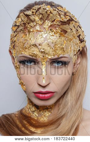 Fashion model girl portrait with colorful make up