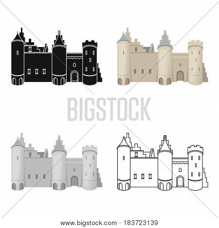Protective Castle of belgium.The dark Belgian wolf. Belgium single icon in cartoon style vector symbol stock web illustration.