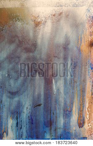 Creative Bright Metallic Background. Flat Background Texture Of Dirty Rusty Metal. Bright Rusty Spot