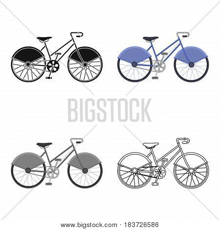 Walking bicycle with large shields and curves driving. Economical transport.Different Bicycle single icon in cartoon style vector symbol stock web illustration.