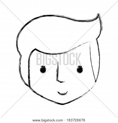 contour happy man head and nice face, vector illustration