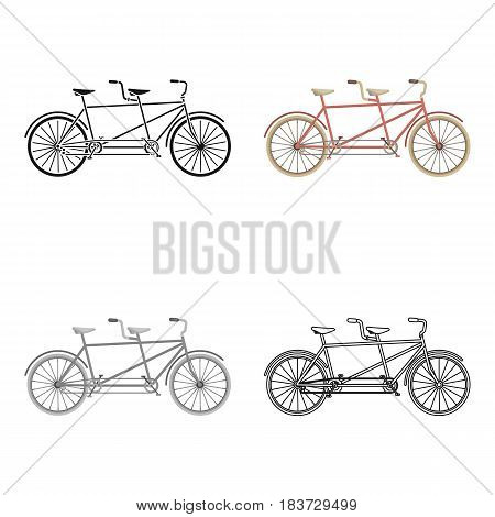Tandem bike.Pleasure bicycle for two. Double bicycle. The ecological mode of transport.Different Bicycle single icon in cartoon style vector symbol stock web illustration.