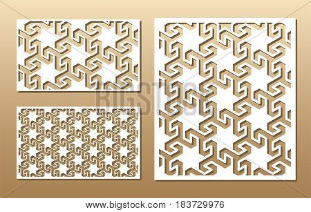 Die cut card. Laser cut vector panel. Cutout silhouette with geometric pattern. A picture suitable for printing, engraving, laser cutting paper, wood, metal, stencil manufacturing.