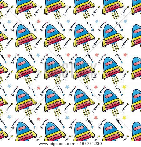 space rocket galaxy sky travel background, vector illustration