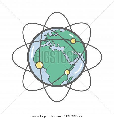 geostationary orbits around earth planet, vector illustration