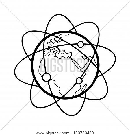 figure geostationary orbits around earth planet, vector illustration