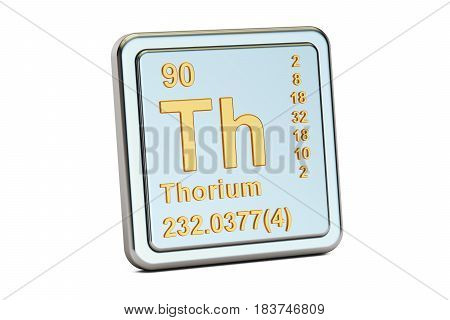 Thorium Th chemical element sign. 3D rendering isolated on white background
