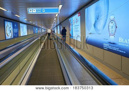 GENEVA, SWITZERLAND - CIRCA SEPTEMBER, 2014: inside Geneva International Airport