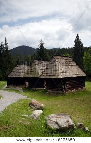Un vecchio case storiche nel Museo Oravska - dedinka - in Slovacchia in Europa sotto montagne occidentale Ta