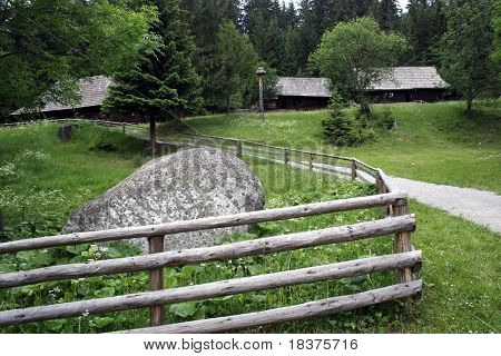 Un vecchio case storiche nel Museo Oravska - dedinka - in Slovacchia in Europa sotto montagne occidentale Ta