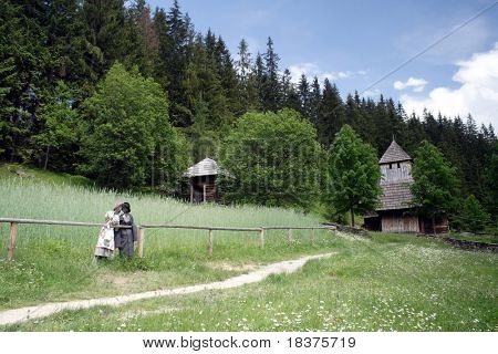 Un vecchio case storiche nel Museo Oravska - dedinka - in Slovacchia in Europa sotto montagne occidentale Ta