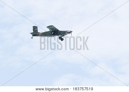 PRACHAP KHIRI KHAN THAILAND - MARCH 29 : old warior plane practice for new airforce pilot in prachauap harbor airforce base on march 29 2017 in southern of thailand