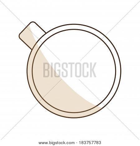 brown silhouette shading of top view cup of coffee vector illustration