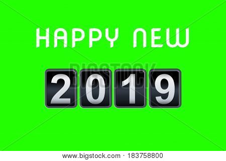 2018 2019 Happy New Year Concept Vintage Analog Counter Countdown Timer, Retro Flip Number Counter F