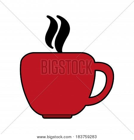red color silhouette cup of coffee with steam vector illustration