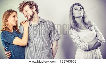 Jelous Woman With Happy Couple