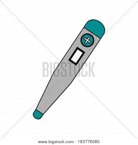 color graphic digital thermometer with button vector illustration