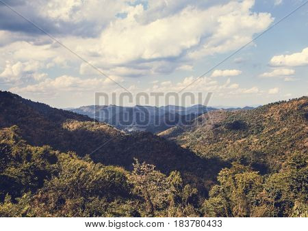 Cloudy Blue Sky Beautiful Scene with Mountain