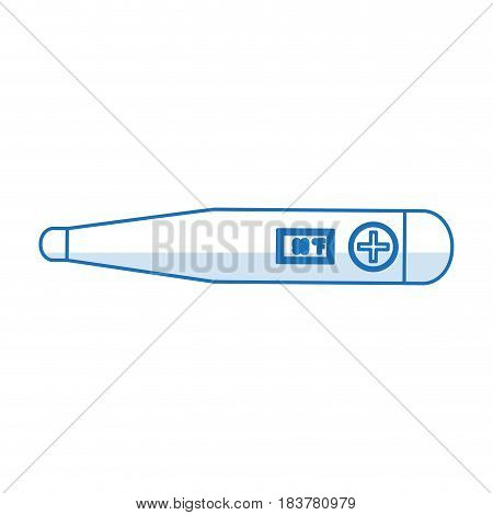 blue silhouette shading digital thermometer with button vector illustration