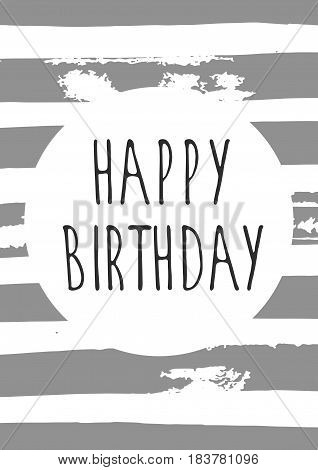 Hand drawn illustration Happy Birthday. Greeting logotype for card flyer poster sign banner web postcard invitation. Abstract fest backdrop for text type.