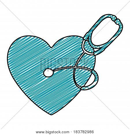 color pencil drawing of symbol of heart with stethoscope vector illustration