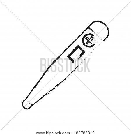 blurred silhouette digital thermometer with button vector illustration