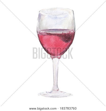 The wine glass isolated on a white background a watercolor illustration in hand-drawn style.