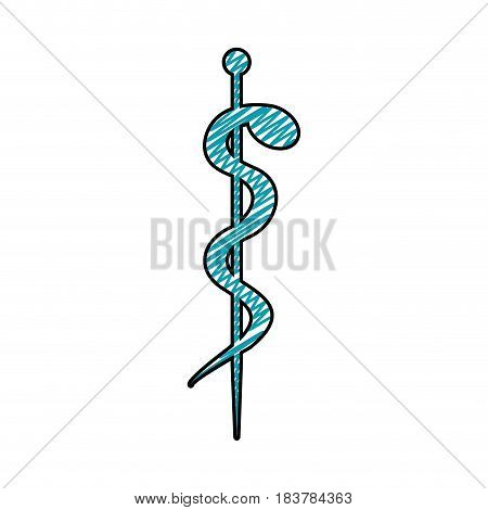 color pencil drawing of health symbol with serpent entwined vector illustration