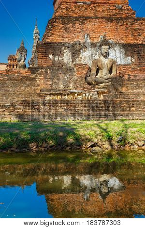 Sukhothai, Thailand - January 16 2017: Wat Mahathat Temple In The Precinct Of Sukhothai Historical P