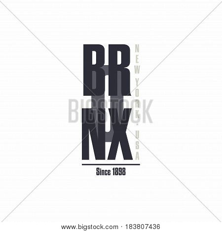The Bronx New York City lettering. T-shirt printing design. Stamp print for sportswear or streetwear apparel. Vector illustration