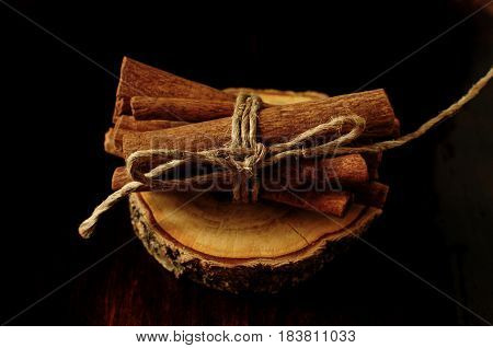 Still life with cinnamon tubes. Spicy cinnamon special taste for desserts