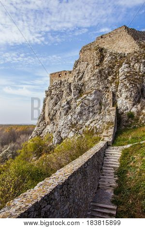 Devin Castle, Just Outside Bratislava, Slovakia. The Castle Lies At The Confluence Of The Morava And