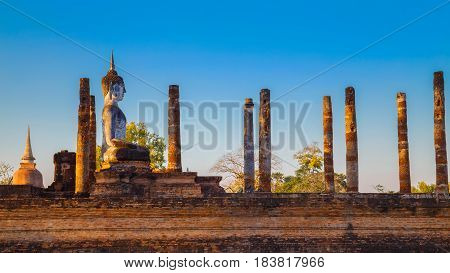 Sukhothai, Thailand - January 16 2017: Wat Mahathat Temple In The Precinct Of Sukhothai Historical P