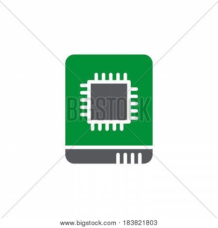 Solid state drive icon vector filled flat sign solid colorful pictogram isolated on white. SSD symbol logo illustration. Pixel perfect